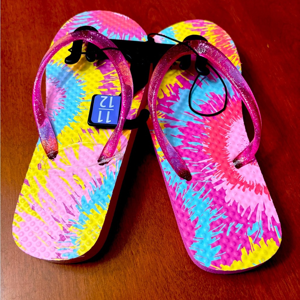Colorful Tie-Dye Kids Flip Flops